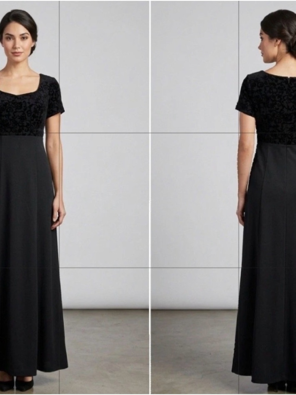 Elegant Black Short-Sleeve Maxi Dress chorus dress size 4
